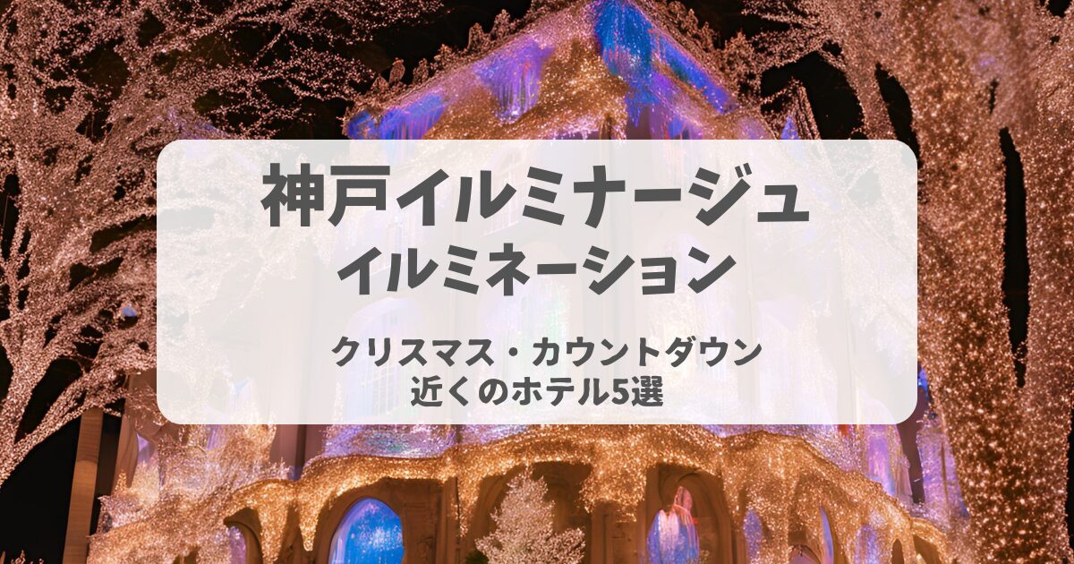 お城のような建物にクリスマスのキラキラな電飾で飾られたきれいな写真